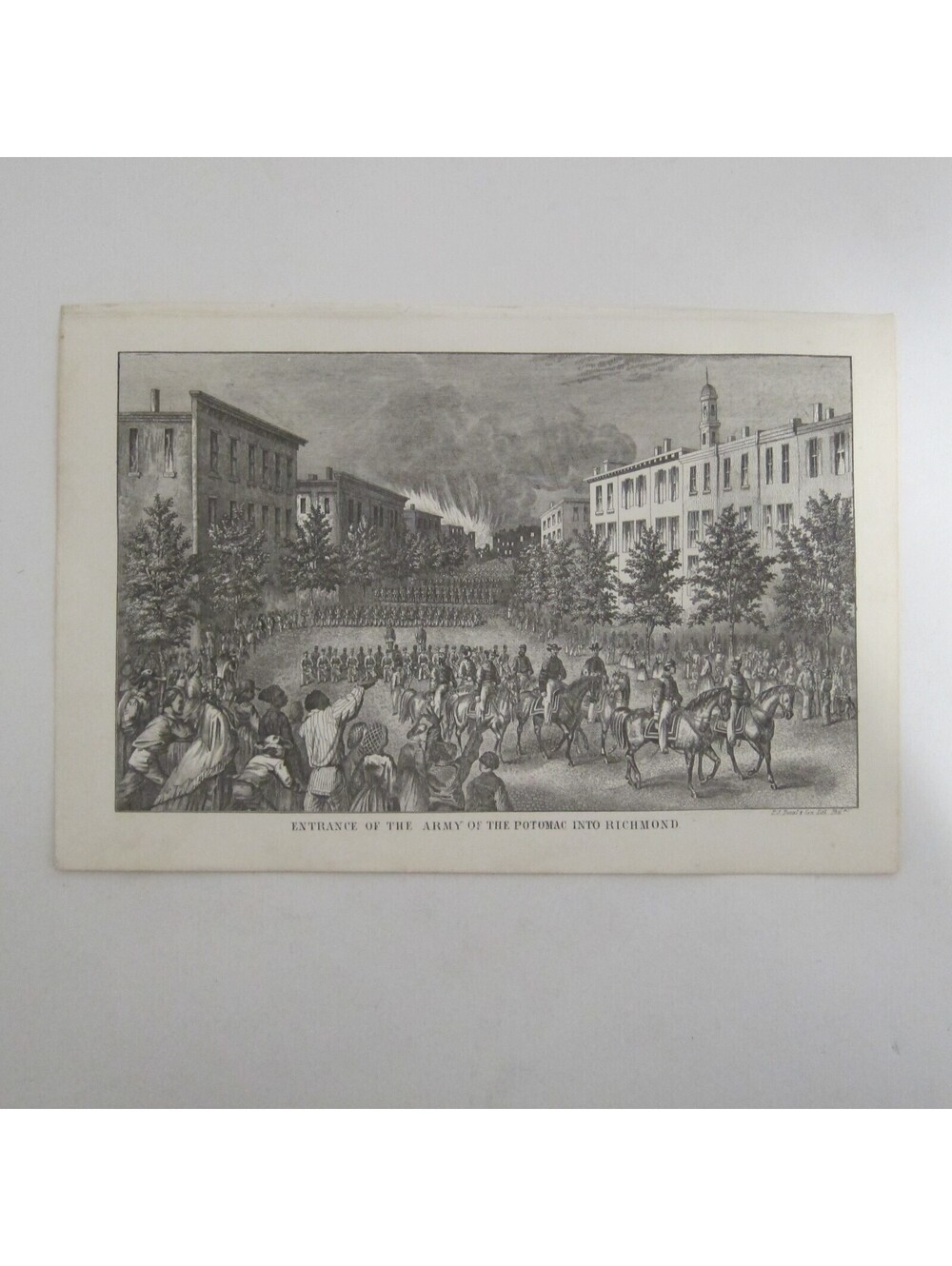 Civil War Lithograph Print Entrance Union Army Potomac Richmond VA Antique 1860s